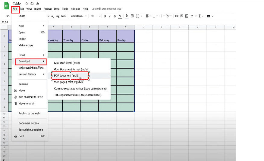 Insert Excel Table into Canva
