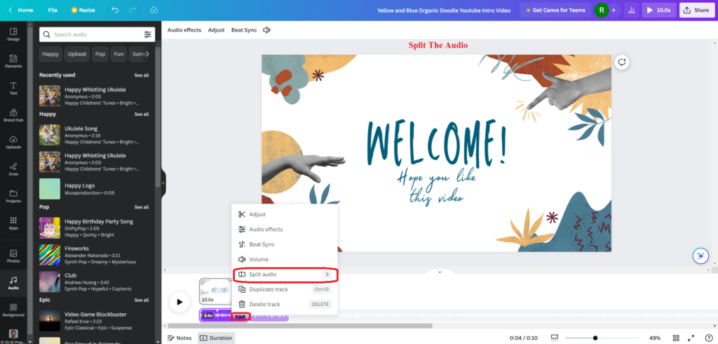 Remove Audio From Video in Canva